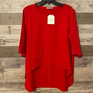 Cellabie Red Hi-Lo Blouse - Large - New